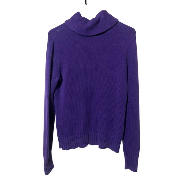 Ralph Lauren Sport Women's M Shawl Collar Sweater purple Yellow Pony Pullover - Picture 2 of 6